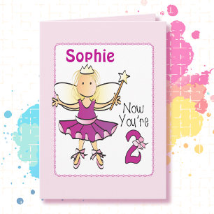 Carte 2e anniversaire de sa Ballerina rose Personnalisé