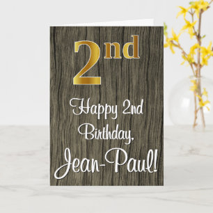 Carte 2e anniversaire : Elégant look d'or Faux #, Faux W