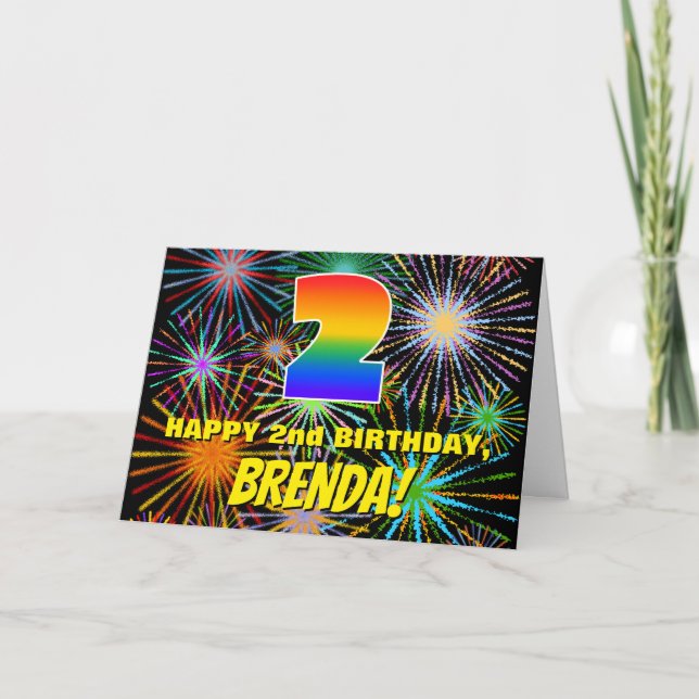 Carte 2e anniversaire : Feu d'artifice festif amusant et (Devant)