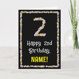 Carte 2e anniversaire : Floral Flowers Numéro, Nom perso