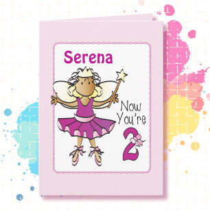 Carte 2e anniversaire mignon Ballerina Cartoon doux Ethn
