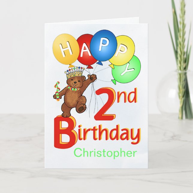 Carte 2e anniversaire Royal Teddy Bear (Devant)