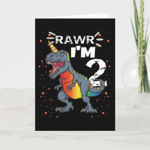 Carte 2e anniversaire T Rex Dinosaur