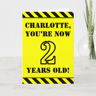 Carte 2e Anniversaire : Texte de Style Pochoir Amusant,