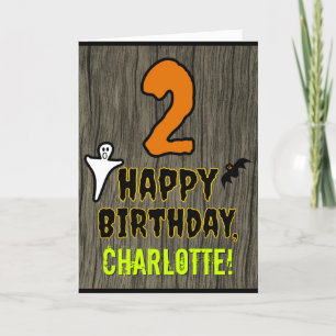 Carte 2e anniversaire : Thème Halloween Éffrayant + Nom 