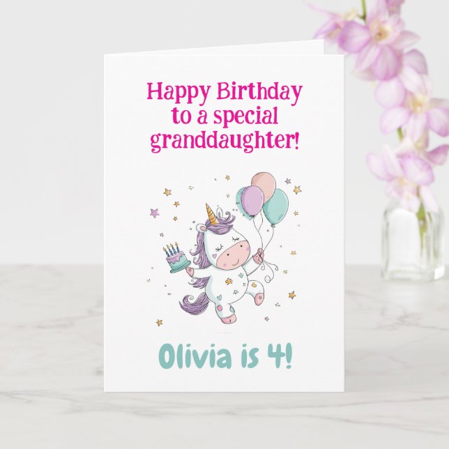 Carte 2nd, 3rd, 4th, 5th Birthday, Unicorn, Personalized (Orchidée)