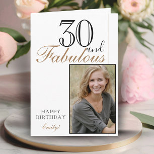 Carte 30 ans et Fabuleux Élégante Photo d'anniversaire