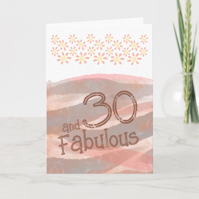 Carte 30 & Fabuleux Daisy Flower Aquarelle Anniversaire (Devant)