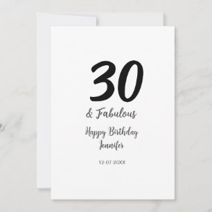 Carte 30e anniversaire ajouter nom date année noir