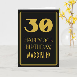 Carte 30e anniversaire ~ Art Déco Inspiré Look "30" & No