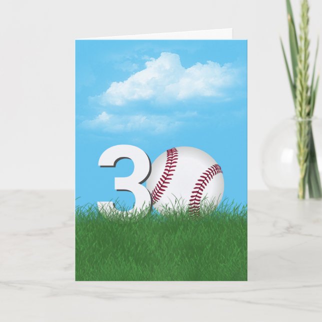 Carte 30e Anniversaire Baseball En Herbe Verte (Devant)