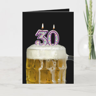 Carte 30e anniversaire Bière sur noir