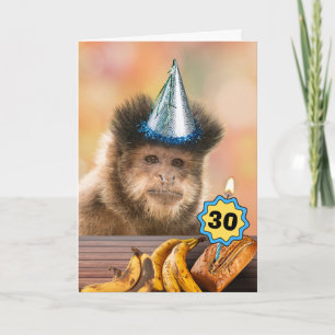 Carte 30e anniversaire Capuchin Monkey Bananas Ajouter a