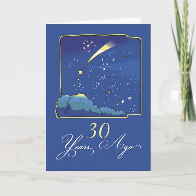 Carte 30e anniversaire d'adoption avec étoiles et ciel n (Devant)