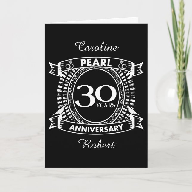 Carte 30e anniversaire de mariage crest de perle (Devant)