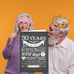 Carte 30e anniversaire de mariage, tableau noir, 30 ans