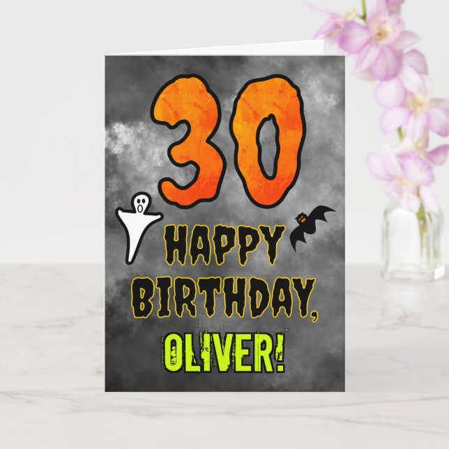 Carte 30e anniversaire : Eerie Halloween Thème + Nom per (Orchidée)