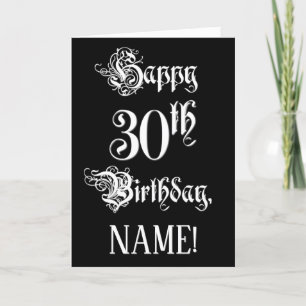 Carte 30e anniversaire : Fancy, Elegant Script + Nom per
