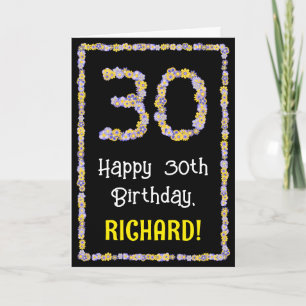 Carte 30e anniversaire : Floral Flowers Numéro, Nom pers