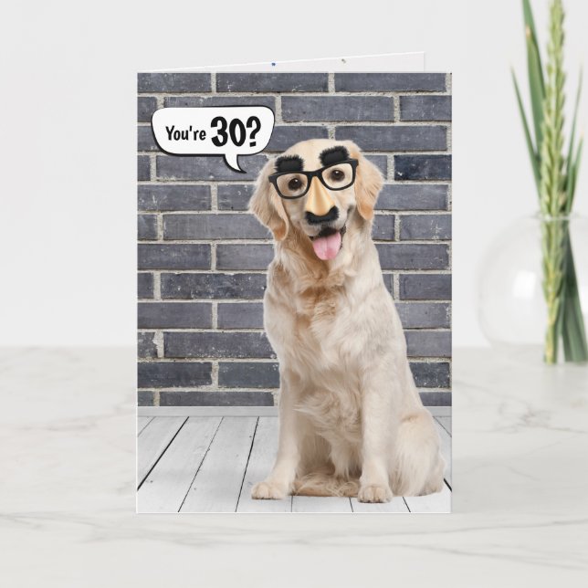 Carte 30e anniversaire Funny Golden Retriever Card (Devant)