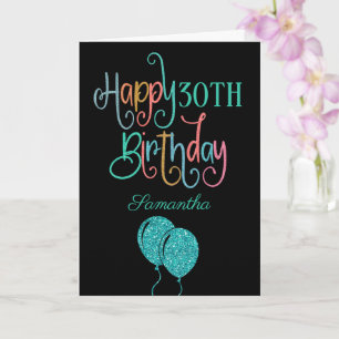 Carte 30e anniversaire heureux stylish Nom du texte colo