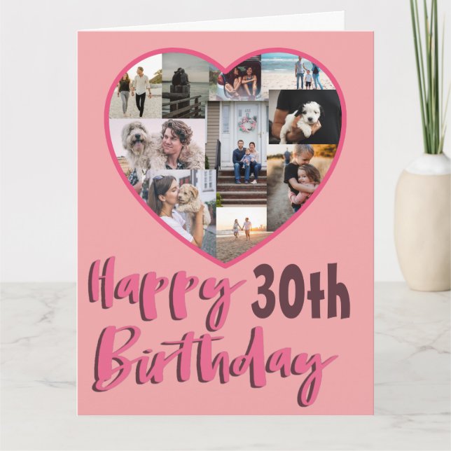 Carte 30e anniversaire n'importe quel âge Photo Collage  (Devant)