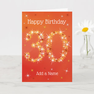 Carte 30e anniversaire - Numéro 30 en étoiles - Rouge - 