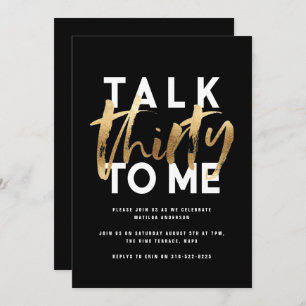 Carte 30e anniversaire or élégant moderne script simple