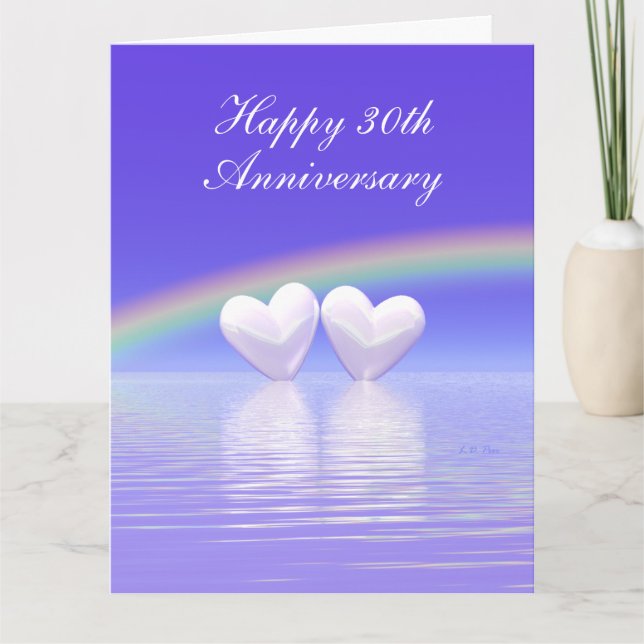 Carte 30e anniversaire Pearl Hearts Tall Big (Devant)