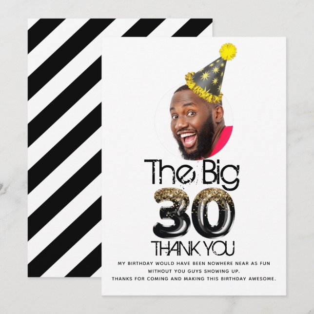 Carte 30e anniversaire Photo Merci personnalisé (Devant / Derrière)