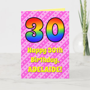 Carte 30e anniversaire : Pink Stripes & Hearts, Arc en c