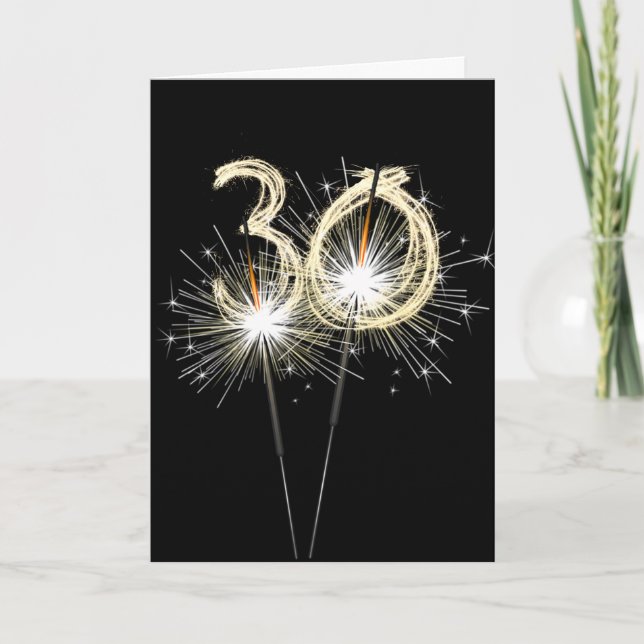 Carte 30e anniversaire Sparklers sur Noir (Devant)