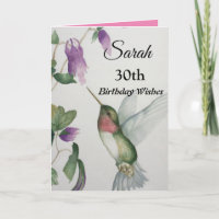 30e anniversaire Voeux Hummingbird Garden Aquarell