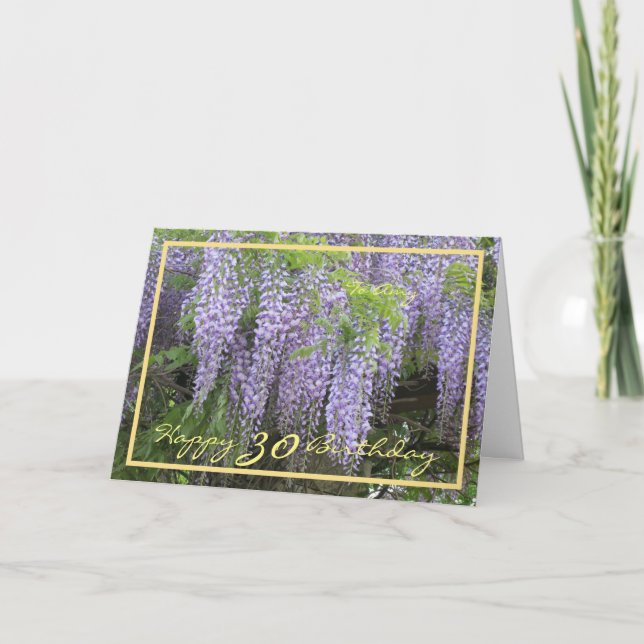Carte 30ème Anniversaire Amy Purple Wisteria Elegant Gol (Devant)