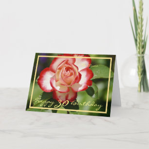 Carte 30ème Anniversaire Anna Rouge Rose blanche Elegant