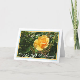 Carte 30ème Anniversaire Emily Rose Jaune Elegant Cadre