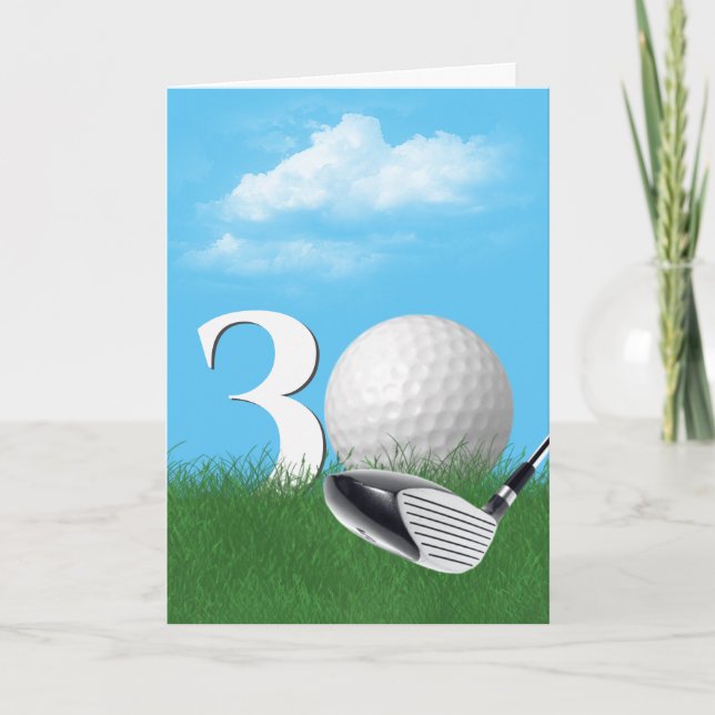 Carte 30ème Anniversaire Golf Ball In Grass (Devant)