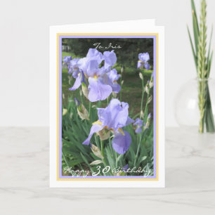 Carte 30ème Anniversaire Irises Elegant Gold Frame Perso