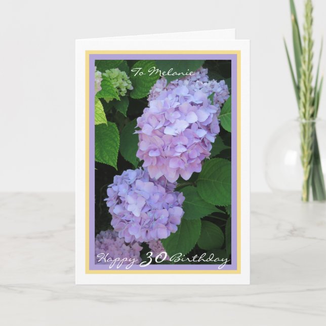 Carte 30ème Anniversaire Melanie Hydrangeas Cadre doré m (Devant)