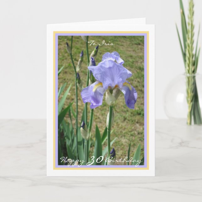 Carte 30ème Anniversaire Purple Iris Elégant Cadre Moder (Devant)