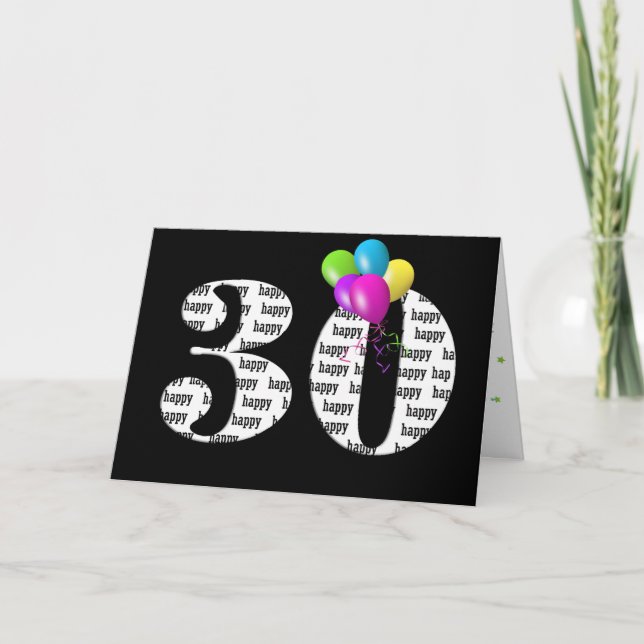 Carte 30ème bouquet de ballon d'anniversaire (Devant)