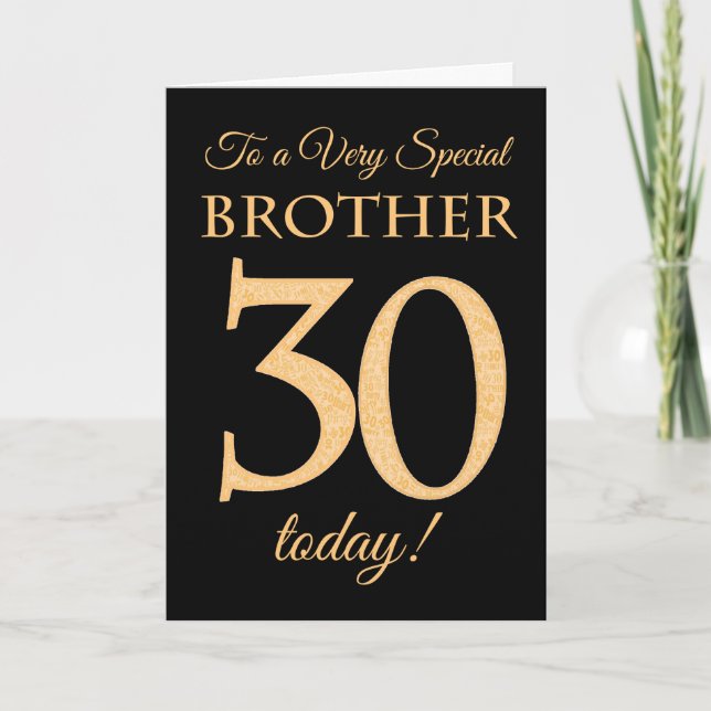 Carte 30ème effet or sur Black pour Frère Anniversaire (Devant)