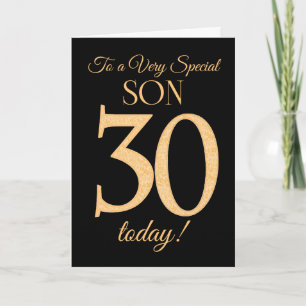 Carte 30ème effet or sur le noir pour son anniversaire