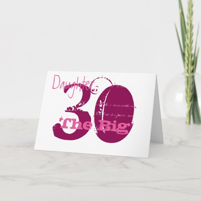 Carte 30ème Fille d'anniversaire, Bourgogne, blanc rose (Devant)