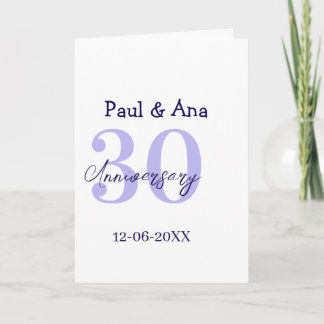 Carte 30th anniversary purple bold letter name simple re