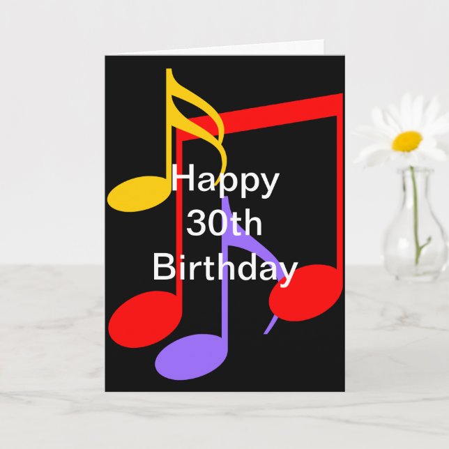 Carte 30th Birthday Music Notes Folded Greeting Card (Petite plante)