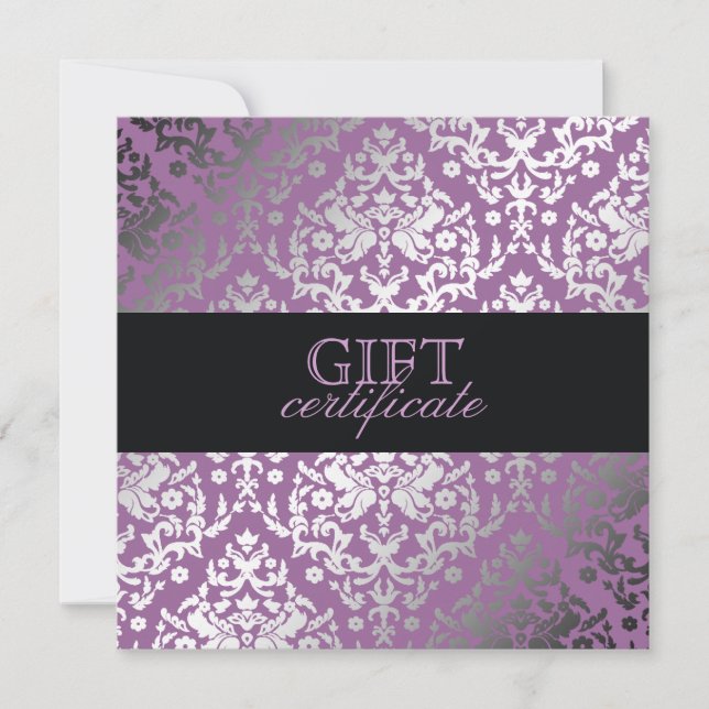 Carte 311 Dazzling Damask Purple Plush Certificat cadeau (Devant)