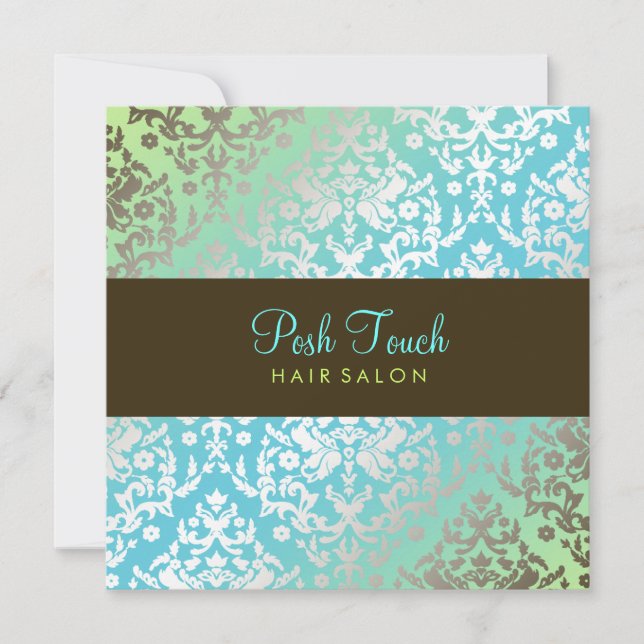 Carte 311 Dazzling Damask Turquoise & Lime (Devant)