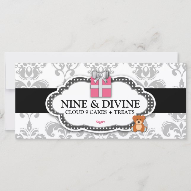 Carte 311 Divine Grey Blanc Damas boîte cadeau & Ours en (Devant)