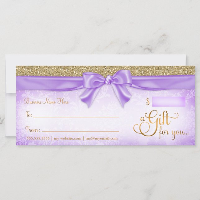 Carte 311 Purple Faux Parties scintillant Certificat cad (Devant)